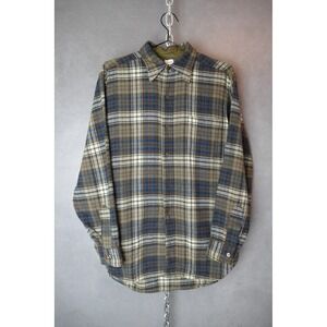 Pendleton Mens Wool Flannel Shirt Blue‎ Brown Plaid Lined Vintage Size M 1970s